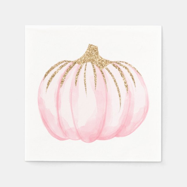 Guld Rosa Pumpa Halloween Thanksgiving Fest Pappersservett (Framsidan)