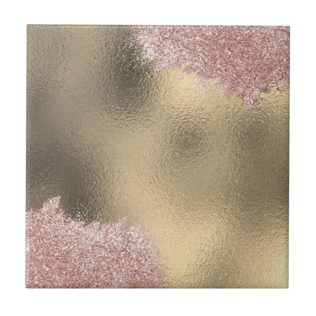 Guld rosa rosegold glitter anpassningsbar modern kakelplatta (Framsidan)