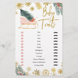 Guld Rosa Sleigh Winter Baby Shower Baby Traits