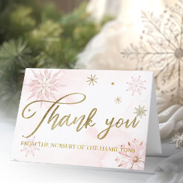 Guld Rosa Snowflake Girl Baby Shower Tack