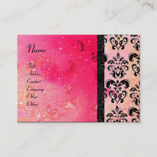 GULD ROSA SPARKLING DAMASK MONOGRAM ,fuchsia Visitkort