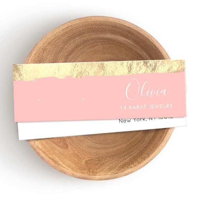 Guld Rosa Stud Earring Visning Card Litet Visitkort (Skapare uppladdad)