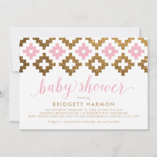 Guld Rosa Sydvästra Blanket Baby Shower Inbjudningar
