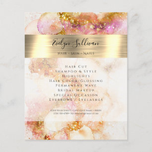 guld rosa vattenfärgsblad faux faux fablad flygblad