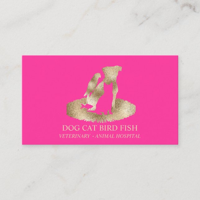 Guld Rosa Veterinär vid djursjukhuset Pet Sitta Visitkort (Framsida)