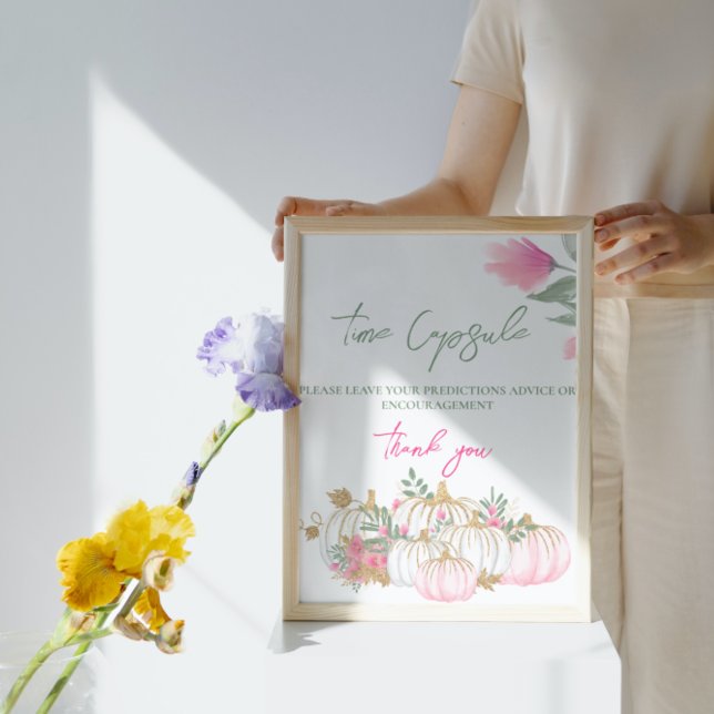 Guld Rosa White Pumpkin Little Baby Time Capsule Poster (Skapare uppladdad)