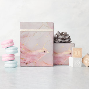 Guld Rosafärgade Fåglar Baby Shower Presentpapper