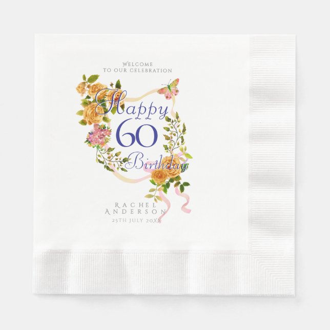 Guld Rosett Band 60-årsdag Pappersservett (Framsidan)