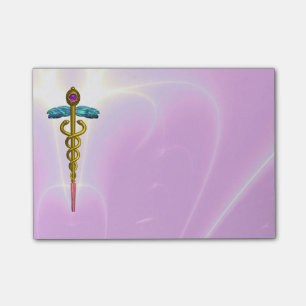GULD- rosor för CADUCEUSSYMBOLMONOGRAM Post-it Block