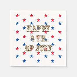 guld rött vitt blått stjärnor lycklig 4 juli pappersservett
