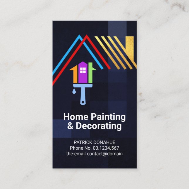 Guld-rottopp på blåskärmsfärgning för hemmålare visitkort (Framsida)