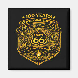 Guld Route 66 Centennial 100 År Magnet
