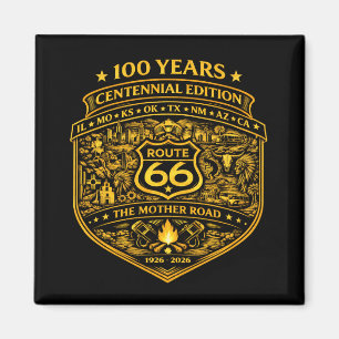 Guld Route 66 Centennial 100 År Magnet