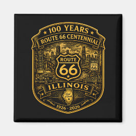 Guld Route 66 Illinois Centennial 100 År Magnet