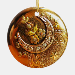 Guld- rovaprydnad julgransprydnad keramik