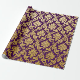 Guld Royal Damask Blommigt Lila  Plum Baroque Presentpapper