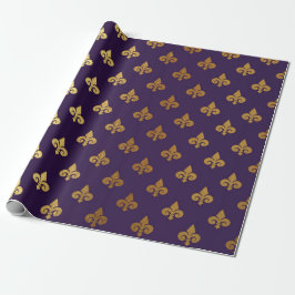 Guld Royal Fior De Lise Ornament Heraldic Indigo Presentpapper