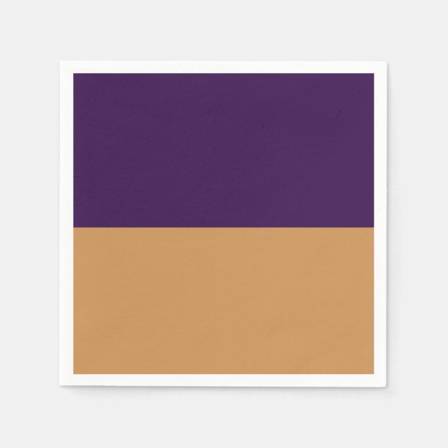 Guld & Royal Purple Rand Födelsedagsfest Pappersservett (Framsidan)