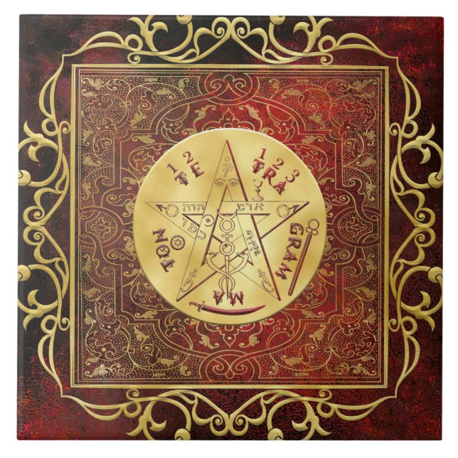 Guld Royal Tetragrammaton Ceremonial Altar Tile Kakelplatta (Framsidan)