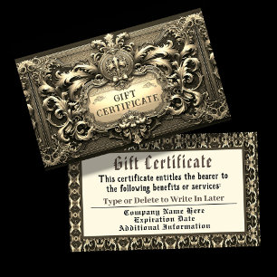 Guld royalty Gift-certifikat Visitkort