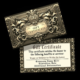 Guld royalty Gift-certifikat Visitkort