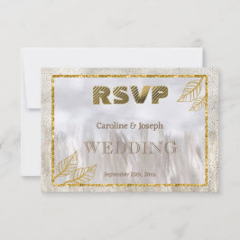 Guld RSVP Glitter LandsbyHochtid OSA Kort