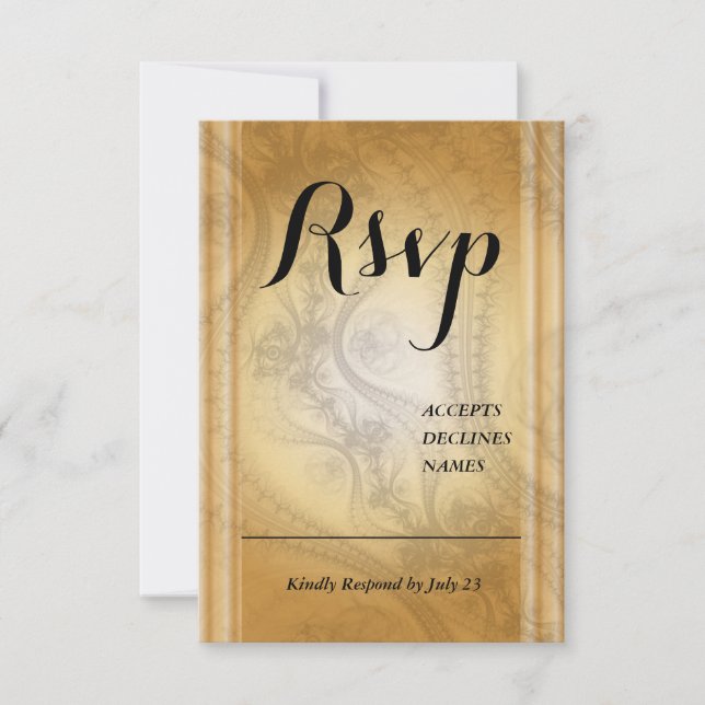 Guld Rsvp-kort med spetsdesign OSA Kort (Framsida)