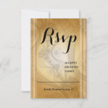 Guld Rsvp-kort med spetsdesign