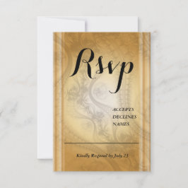 Guld Rsvp-kort med spetsdesign OSA Kort