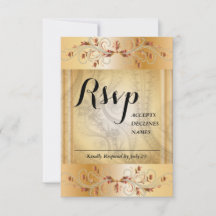 Guld RSVP-kort med spetsdetaljer