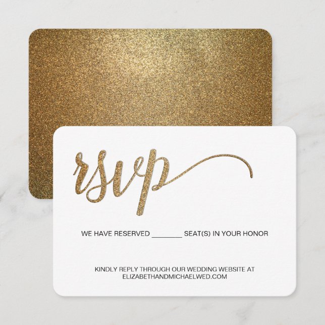 Guld RSVP utan att posta Reserverad sittplats Bröl OSA Kort (Fram/baksida)