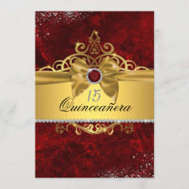 Guld Ruby Röd Quinceanera Inbjudan