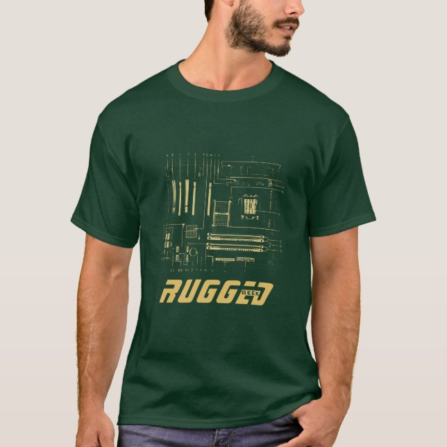 guld Ruged Geek | Kretskort | Teknik T Shirt (Framsida)