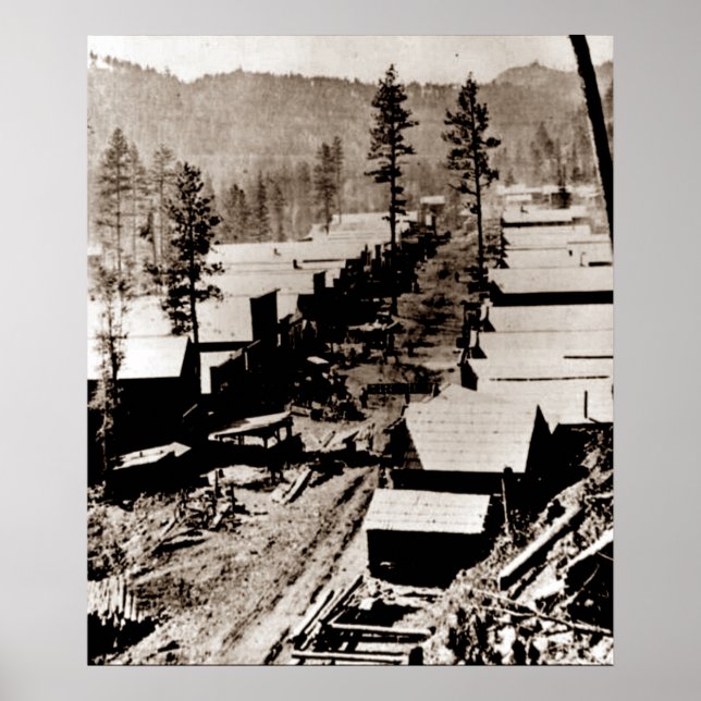 Guld Rush Deadwood South Dakota 1876 Sepia Poster (Framsidan)