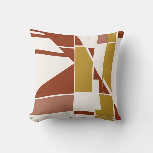 Guld Rust Beige Mauve on White Geometric Abstrakt Kudde (Framsida)