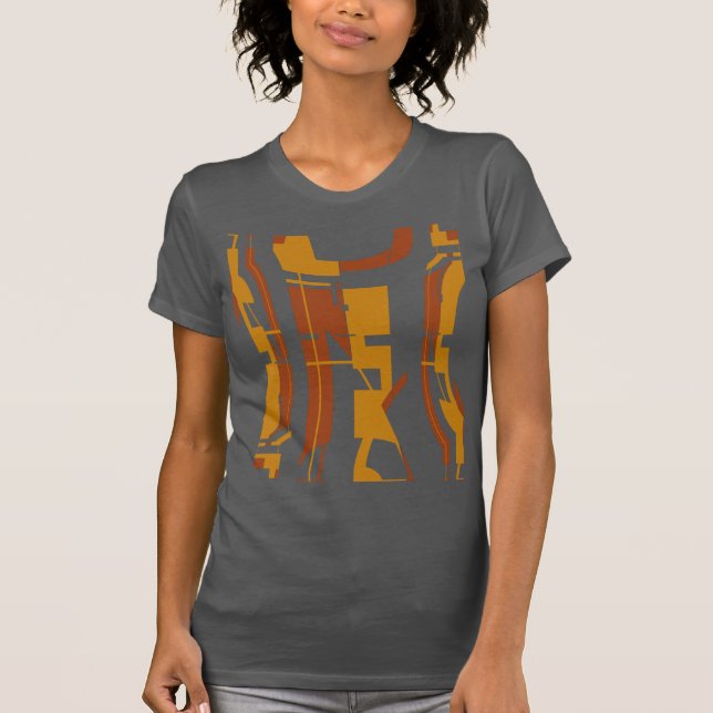 Guld Rust Southwest-inspirated Tribal Art Abstrakt T Shirt (Framsida)