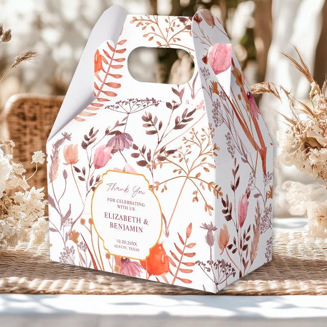 Guld Rustic Boho Chic Wildblommor Fall Wedding Wed Presentaskar (Skapare uppladdad)
