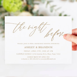 Guld Rustic Calligraphy Rehearsal Dinner Inbjudningar
