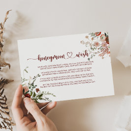 Guld Rustic Colorful Blommigt Honeymoon Wish Tilläggskort