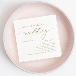 Guld Rustic Elegant bröllop Roligt Facts Napkins Pappersservett