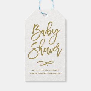 Guld Rustic Hand Lettering Baby Shower Party Party Presentetikett