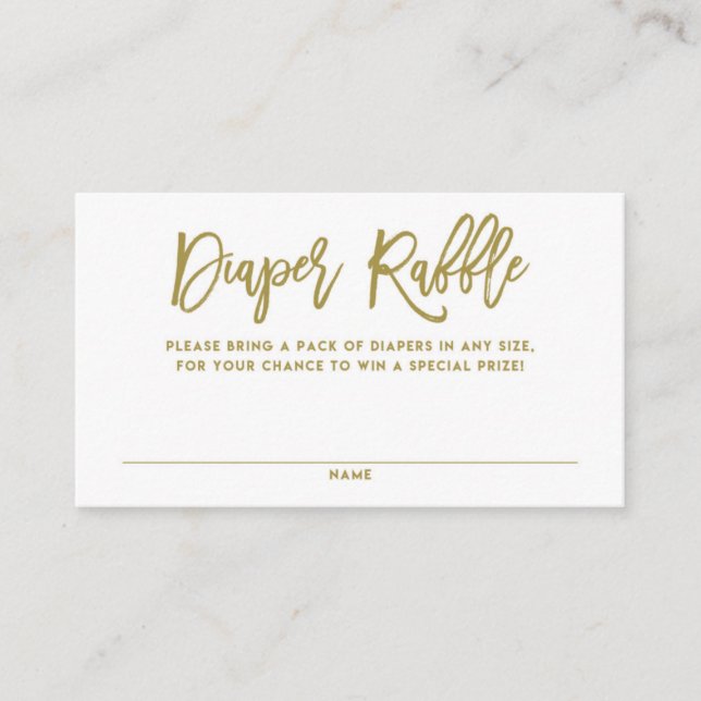 Guld Rustic Hand Lettering Diaper Raffle Card Tilläggskort (Framsida)