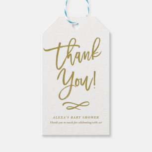 Guld Rustic Hand Lettering Tack Gift Märkre Presentetikett