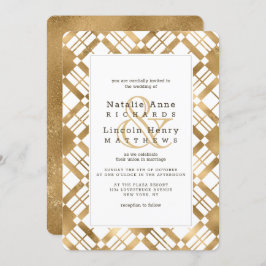 Guld Rustic Land bondhus Pput Bröllop Inbjudningar