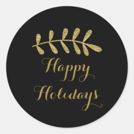 Guld Rustic Löv-Elegant - enkel svart fall Runt Klistermärke