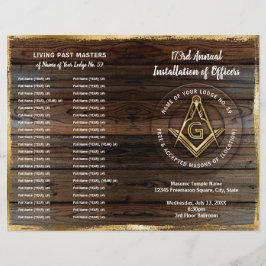 Guld Rustic Wood Bifold Masonic Programme Template