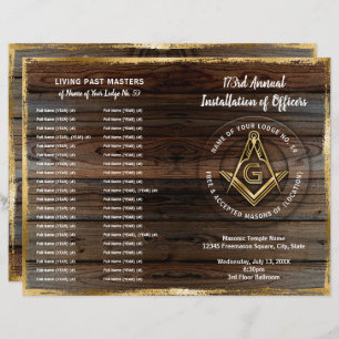 Guld Rustic Wood Bifold Masonic Programme Template