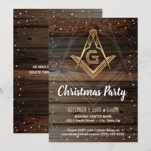 Guld Rustic Wood Helgdag Masonic jul Party Inbjudningar