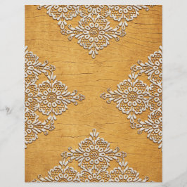 Guld Rustic Wood & White Snöre Scrapbook Papper