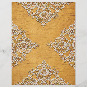 Guld Rustic Wood & White Snöre Scrapbook Papper